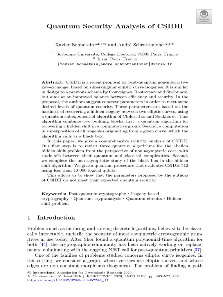 Quantum Security Analysis of CSIDH | PDF | Technology & Engineering