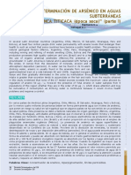 DETERMINACIÓN DE ARSÉNICO EN AGUAS SUBTERRÁNEAS SUB CUENCA TITICACA (Época Seca) (Parte I) - IIS