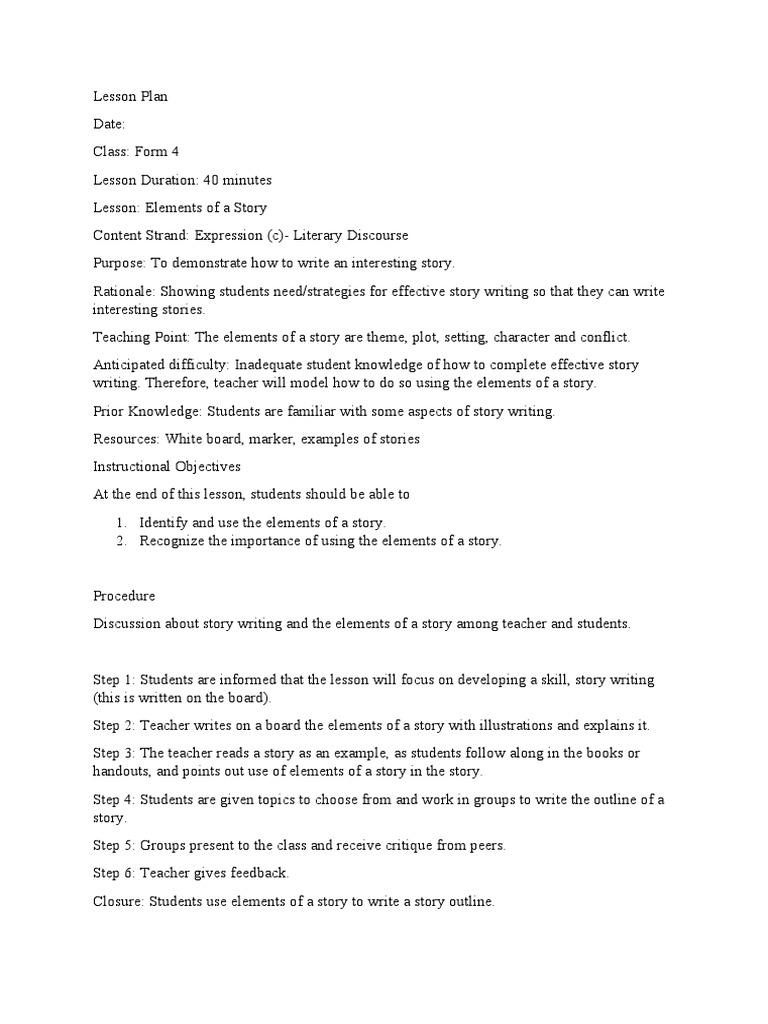 Lesson plan form 4 pdf lesson plan