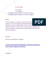 Form 2 Direct and Indirect Speech