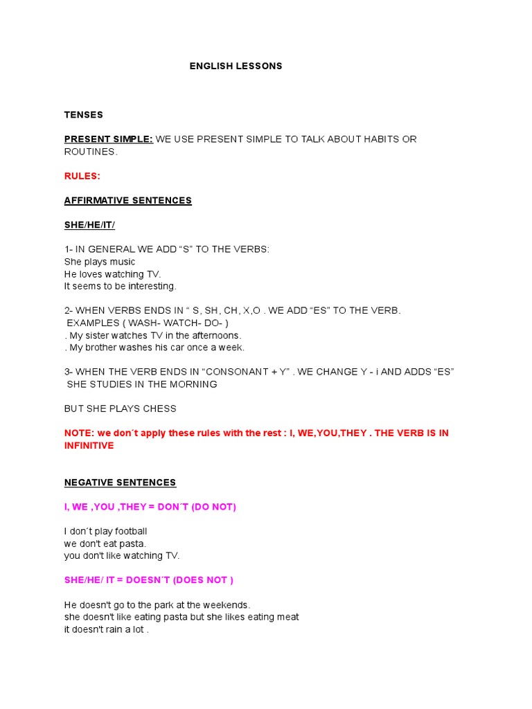 English Lessons PDF Verb English Language