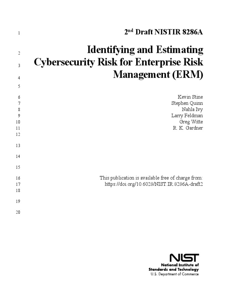 NISTIR 8286A: Cybersecurity Risk for ERM | PDF | Business | Technology ...