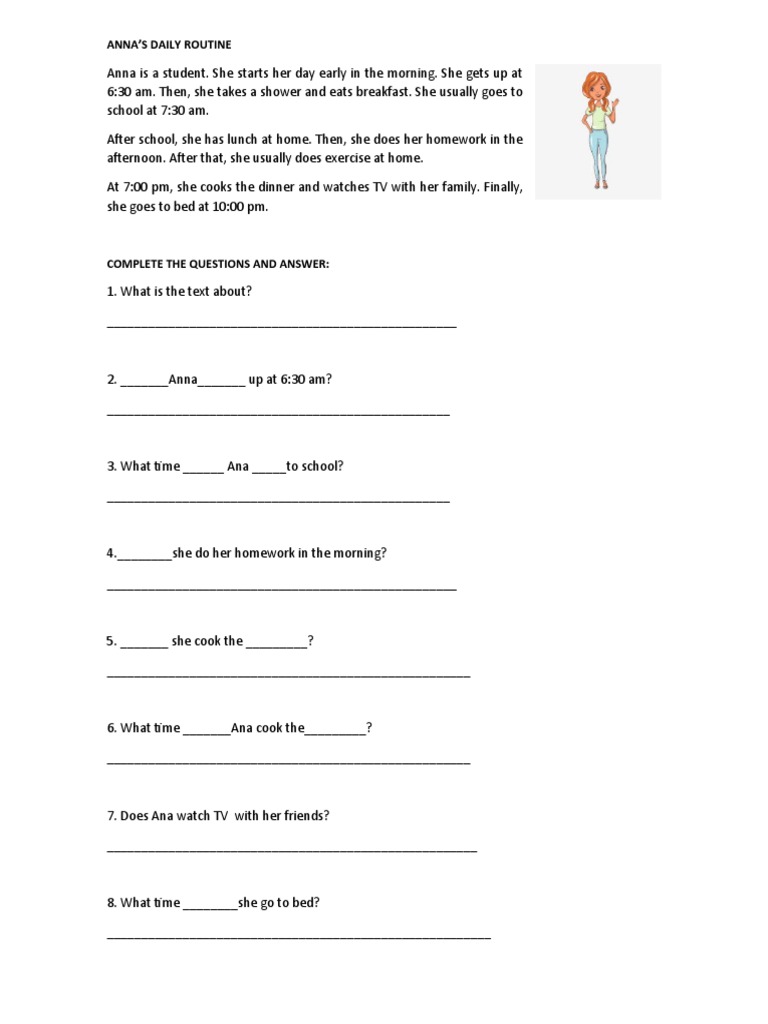 Anna's Daily Routine | PDF