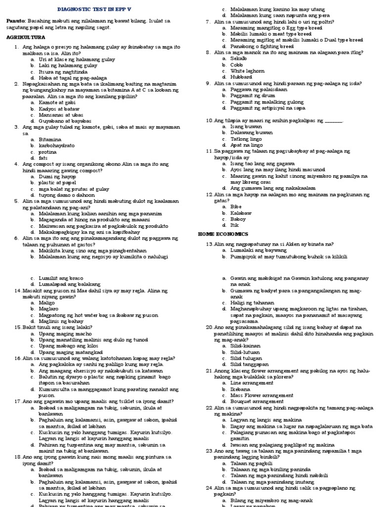 Pre-Test - Epp 5 | PDF