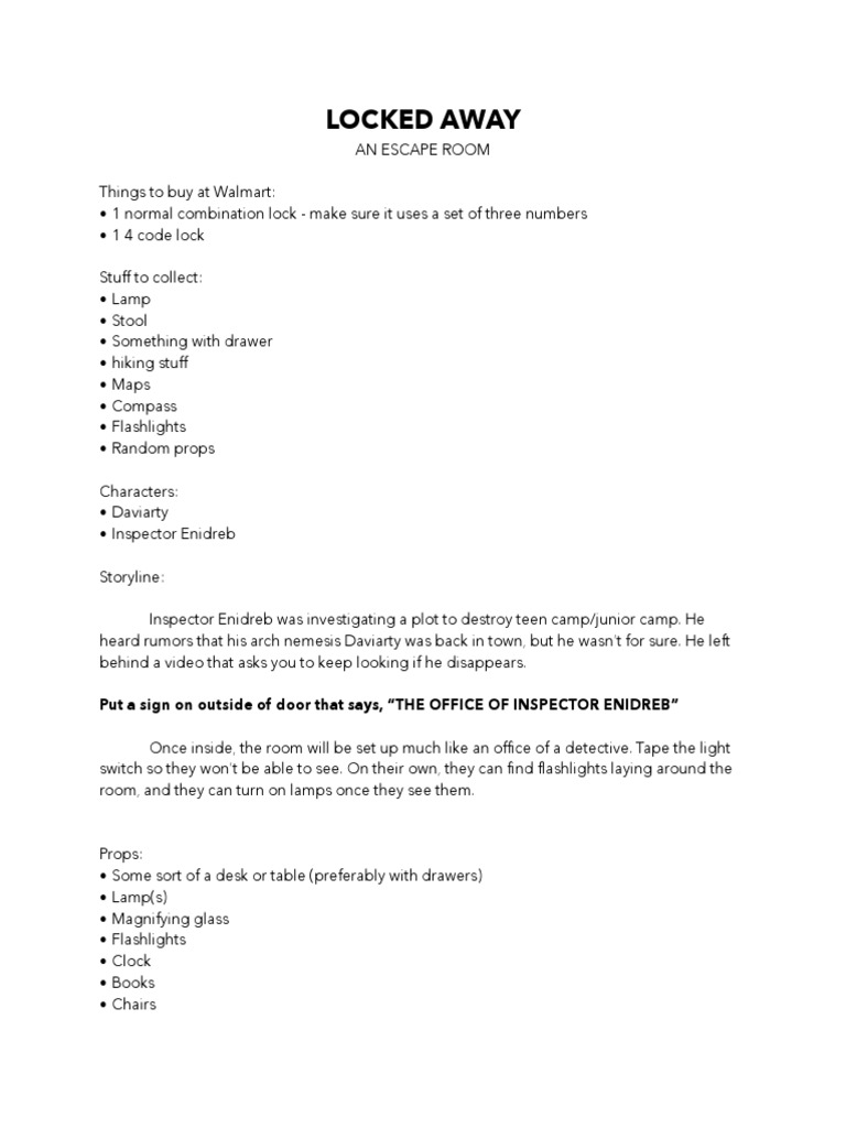 Locked Away Escape Room PDF
