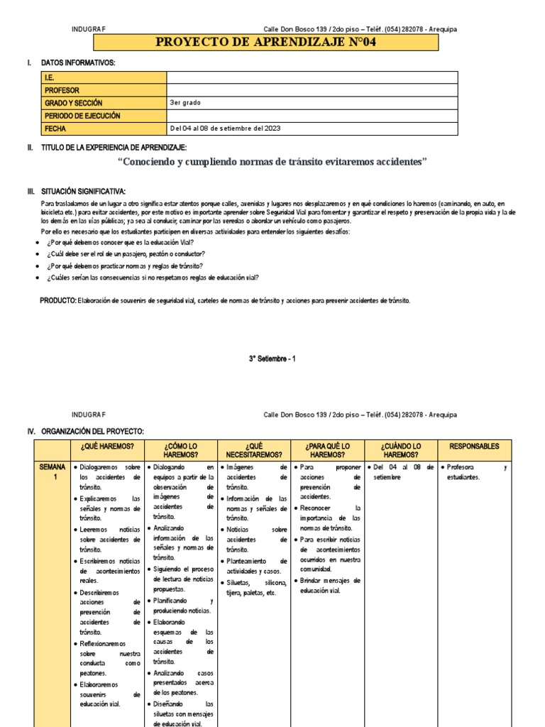 3° Grado - Proyecto de Aprendizaje N°04 | PDF | Geometría | Aprendizaje
