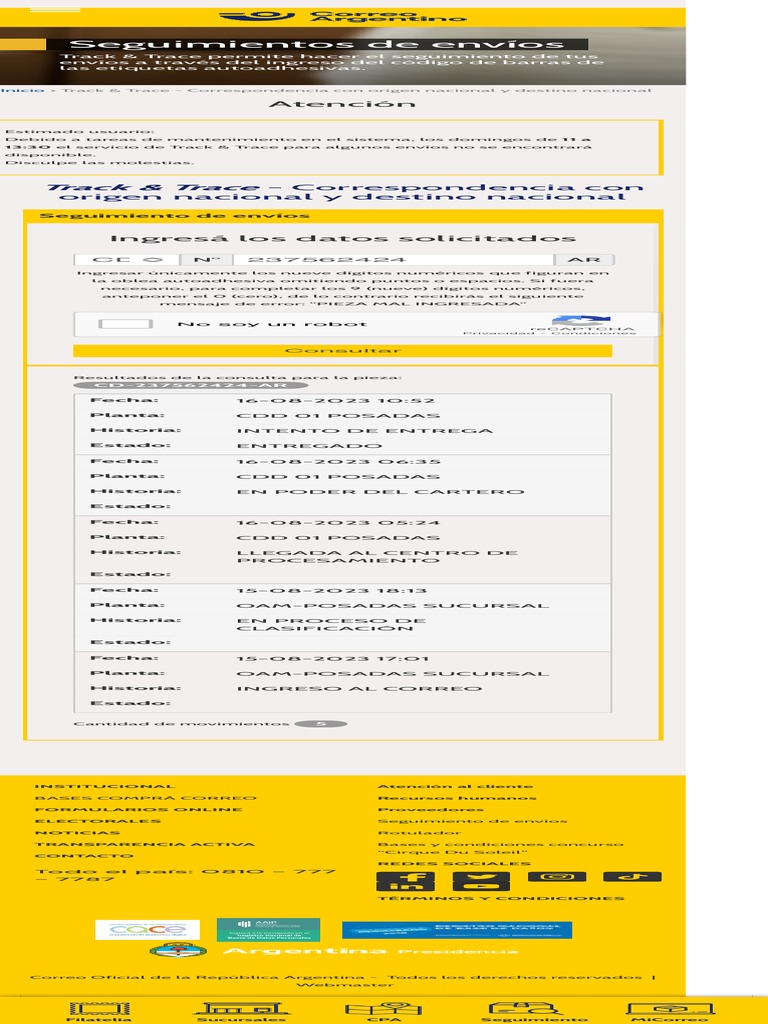 Track And Trace Correo Argentino