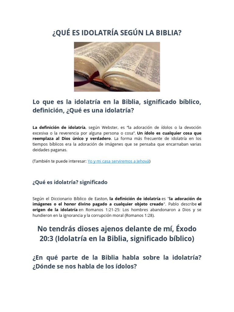 Idolatría Según La Biblia | PDF | Idolatría | María, madre de Jesús