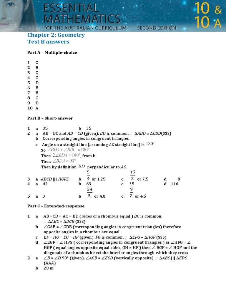 Geometry Test B Answers and Solutions | PDF