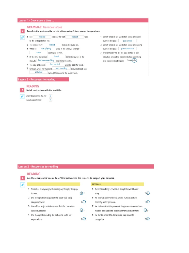 Class 1 SB Answer Key | PDF
