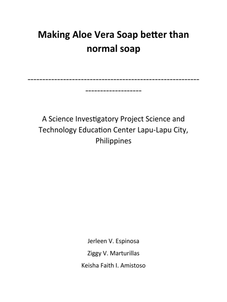 Making Aloe Vera Soap Better Than Normal Soap PDF