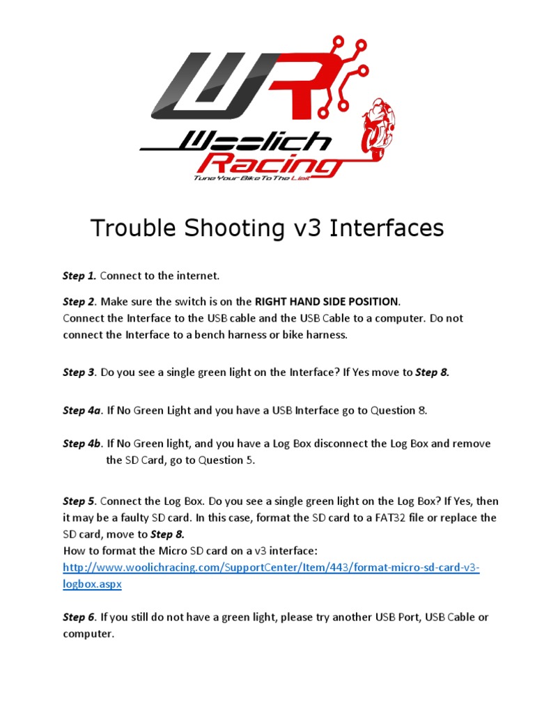 Troubleshooting Woolich Racing V3 Interface | PDF | Usb | Software