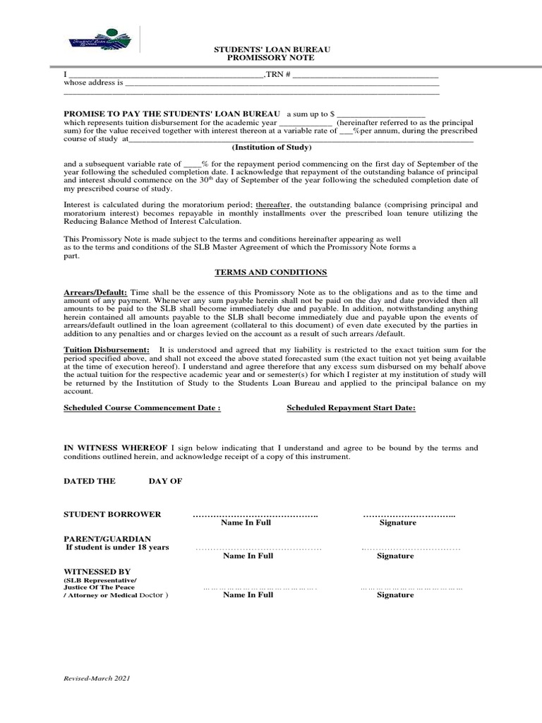 Student Loan Promissory Note Template | PDF | Promissory Note | Interest