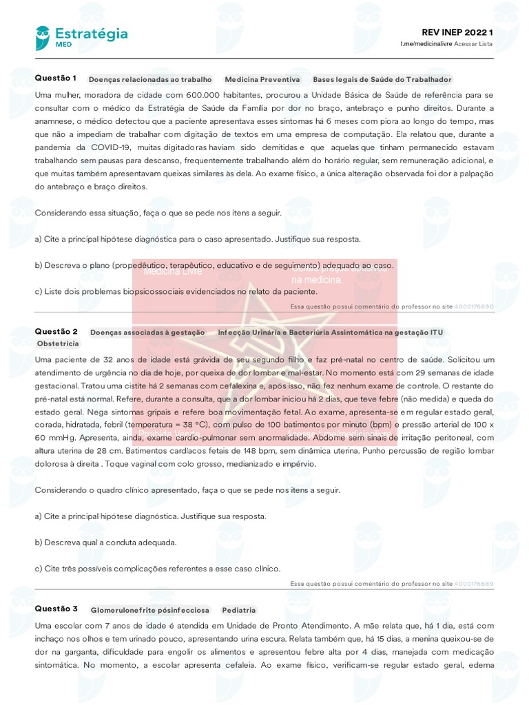 Revalida Inep 2022 1 Descritiva | PDF | Diabetes | Gravidez
