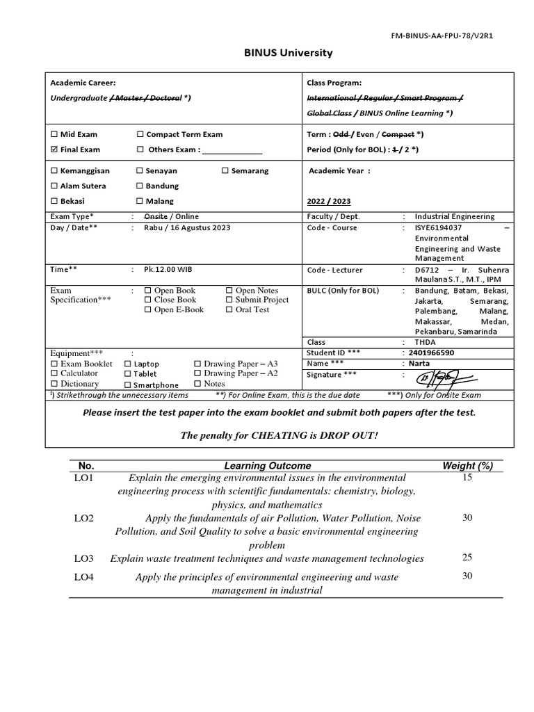 Thda Narta Environmetal Engineering | PDF | Water Quality ...