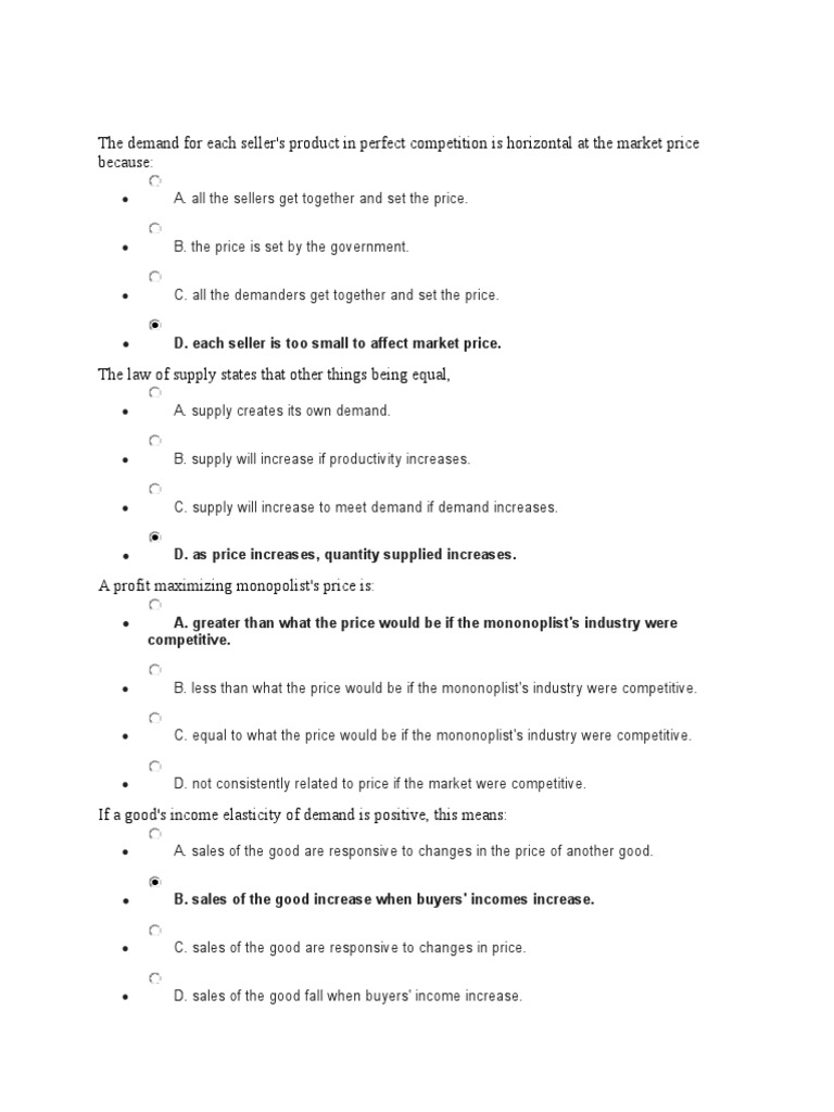 Exam no 3 2 microeconomics pdf supply and demand perfect competition