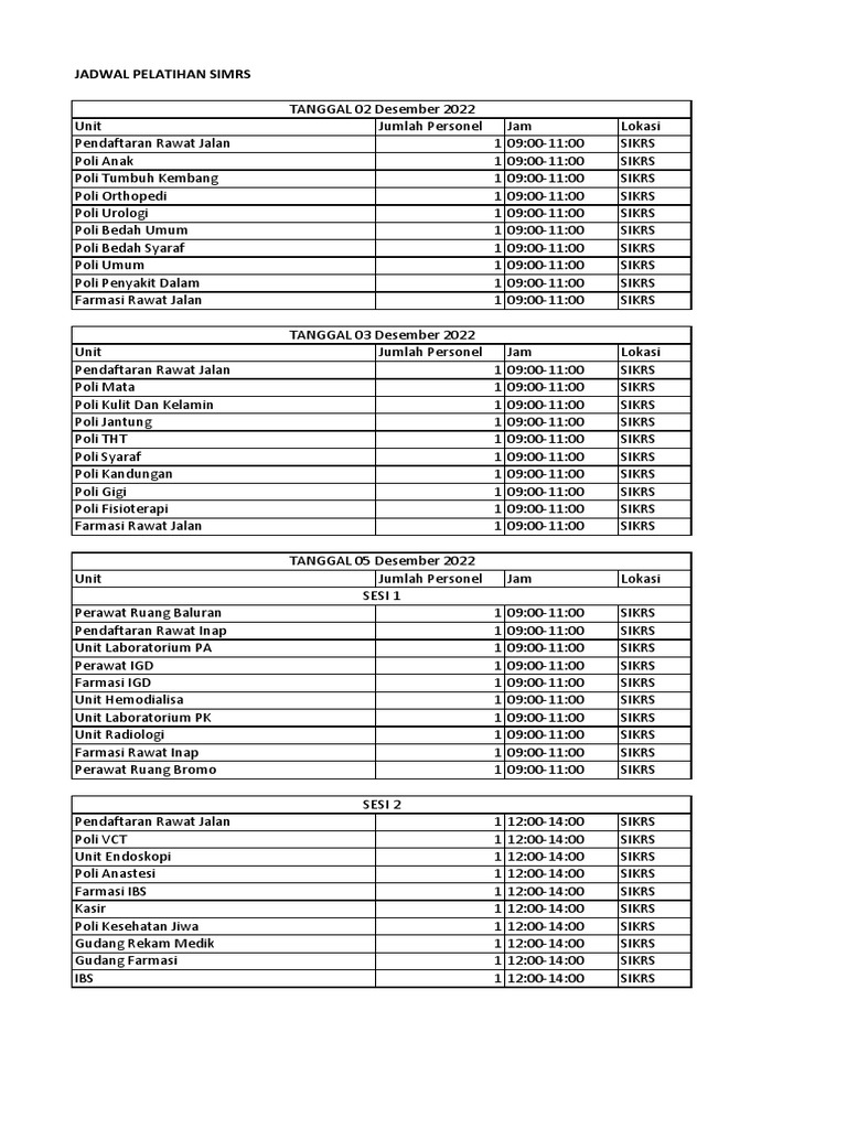 Jadwal Pelatihan Pdf