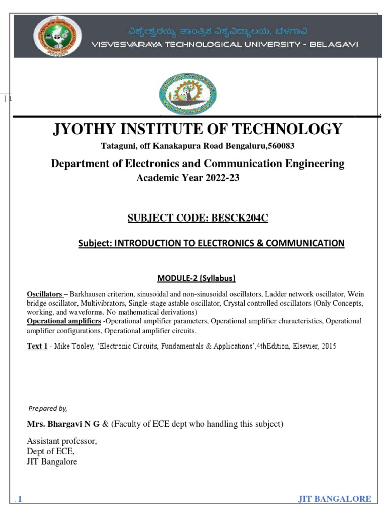 Module 2 Notes Introduction To Electronics and Communication | PDF ...