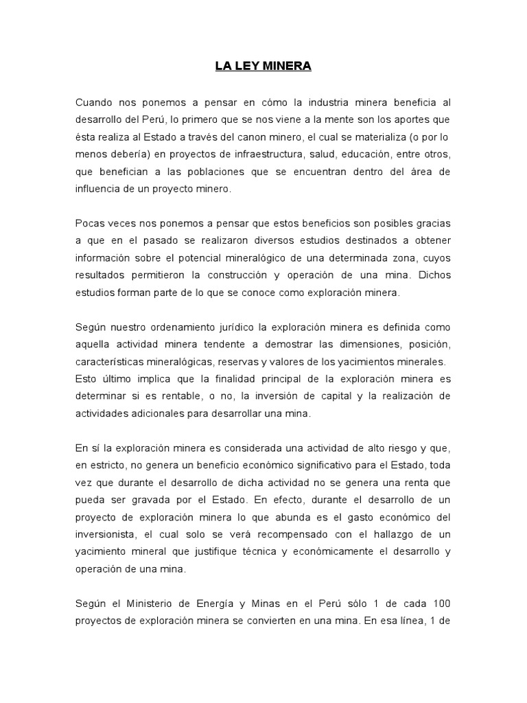 La Ley Minera | PDF | Minería | Zinc