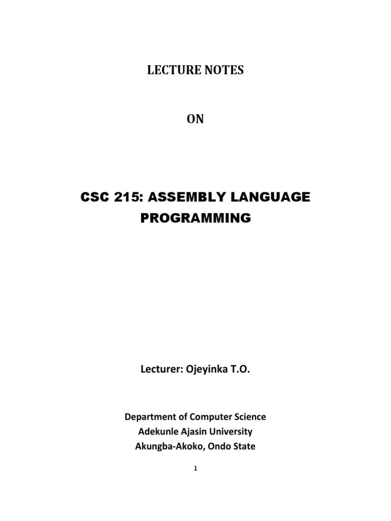 Csc 215 Assembly Language Programming-1 | PDF | Computer Data Storage ...