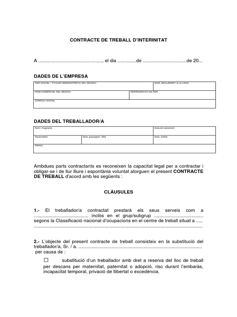 Contracte Interinitat | PDF