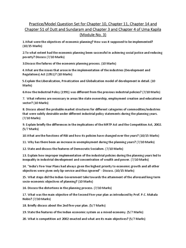 Practice-Model Question Set I - Indian Economy | PDF | Economic Growth ...