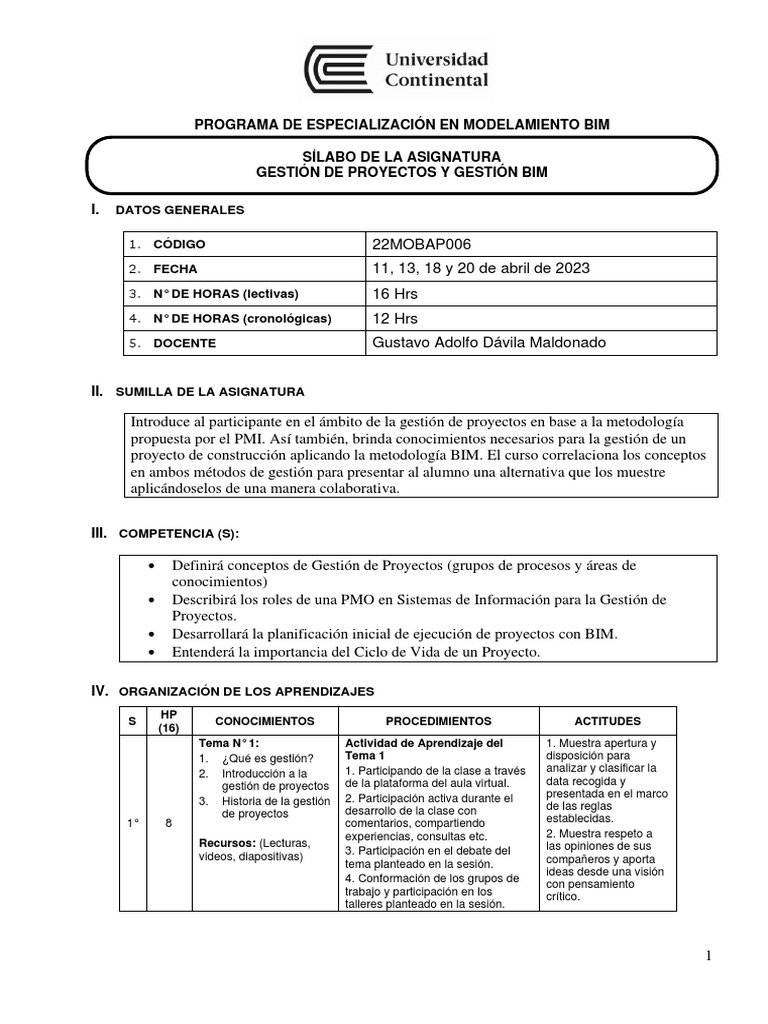 Gestión de Proyectos y Gestión BIM | PDF | Evaluación | Gestión de ...