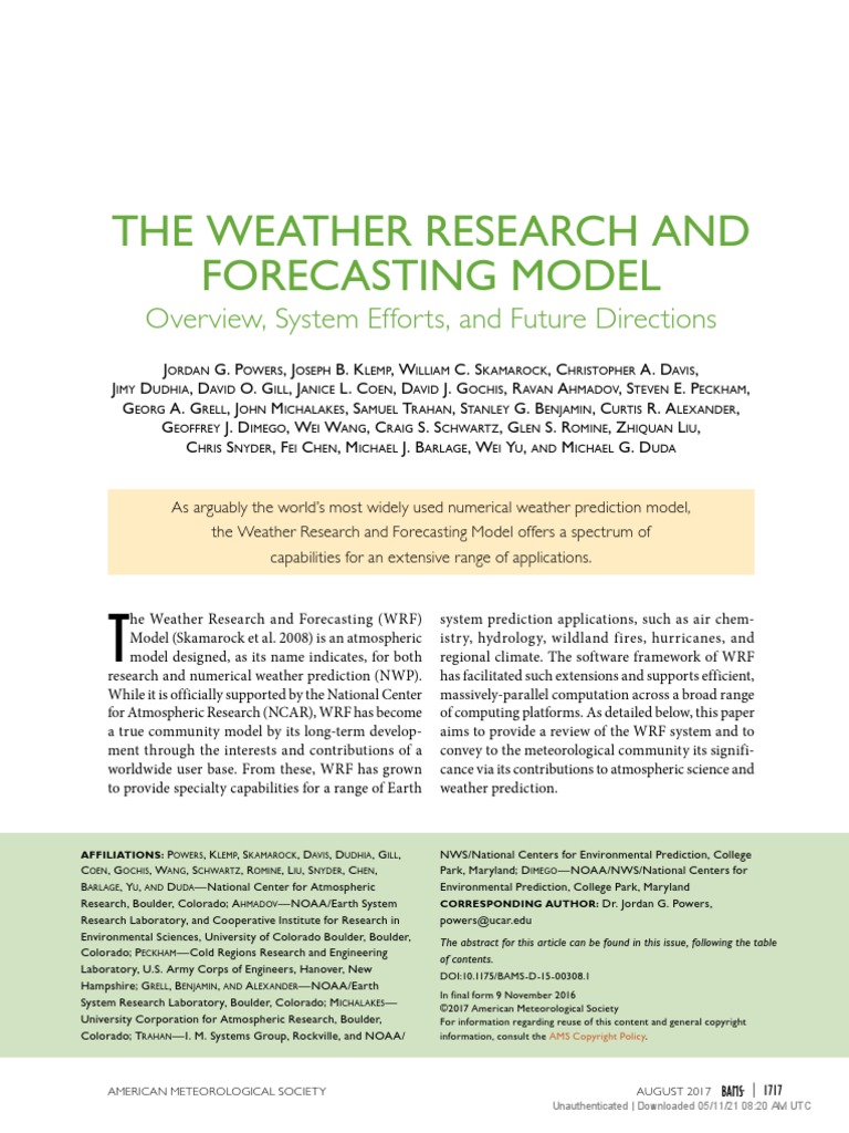 The Weather Research and Forecasting Model: Overview, System Efforts
