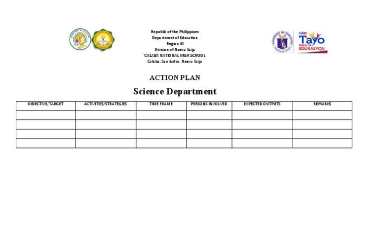 Science Dept Action Plan 2023 | PDF