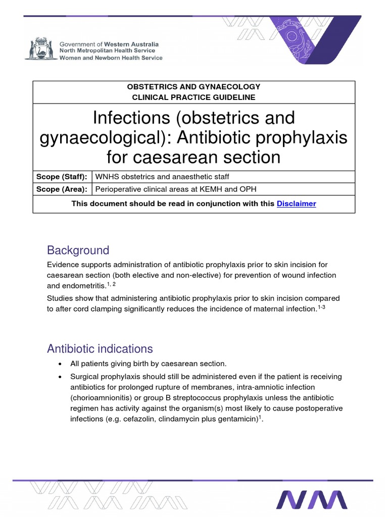 Antibiotic Prophylaxis For Caesarean Section PDF Methicillin