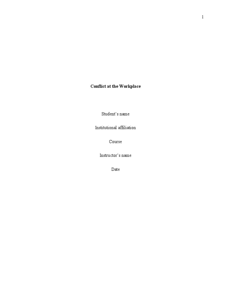 Conflict at The Workplace | PDF | Conflict Resolution | Workplace Bullying