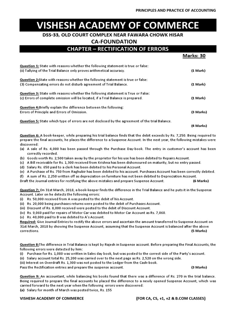Chapter 05 rectification of errors pdf debits and credits