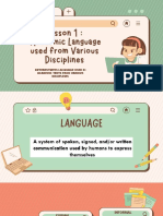 Lesson 01: Differentiates Language Used in Academic Texts From Various Disciplines