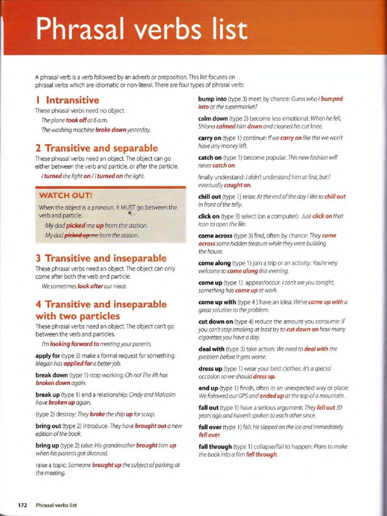 Comprehensive Guide to Phrasal Verbs | PDF | Verb | Syntax