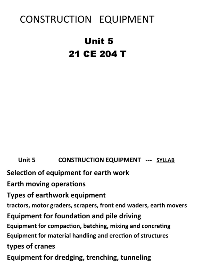 Construction Equipment Guide | PDF