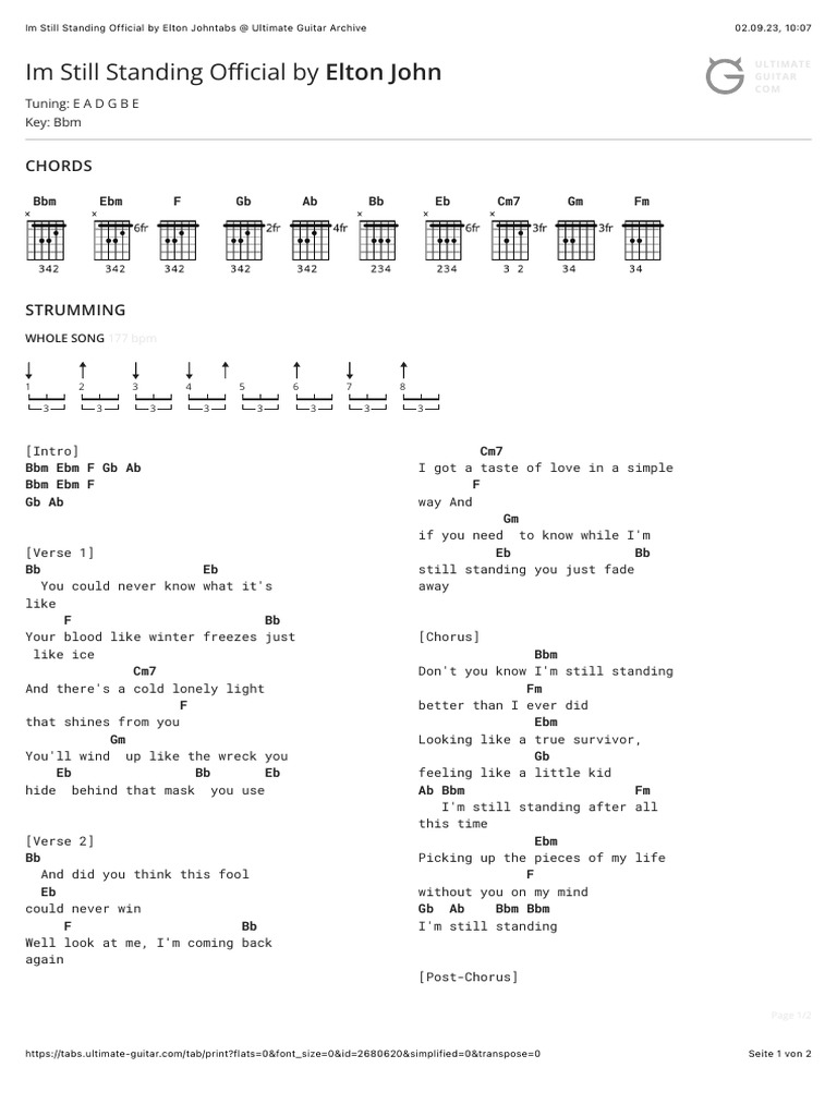 Im Still Standing Official by Elton Johntabs at Ultimate Guitar Archive