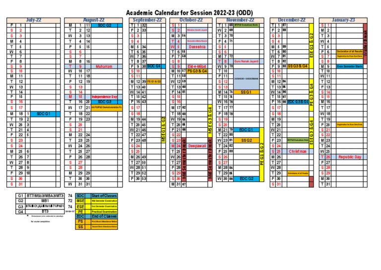 Academic Calendar ODD PDF Schools Academia