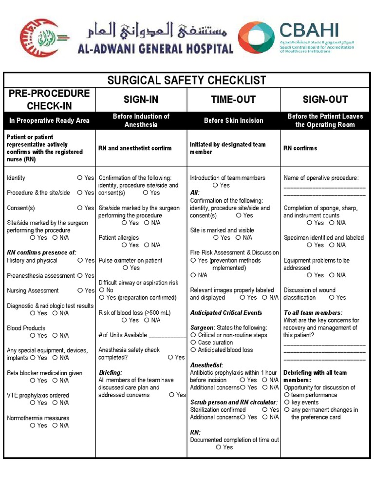Surgical Safety Checklist Guide | PDF