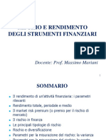 Rischio E Rendimento Degli Strumenti Finanziari: Docente: Prof. Massimo Mariani