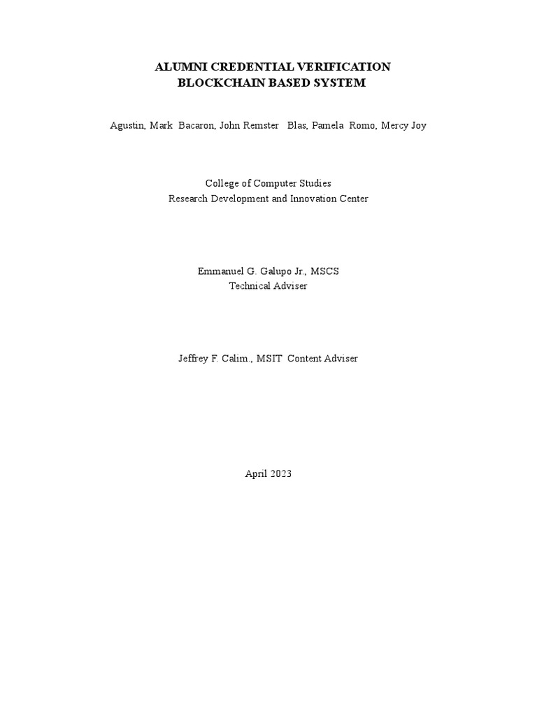 Blockchain Alumni Credential Verification | PDF | Authentication ...