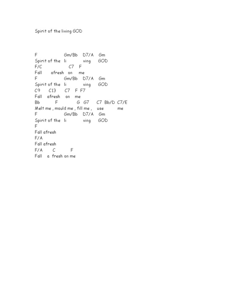 Spirit of the Living God Lyrics | PDF