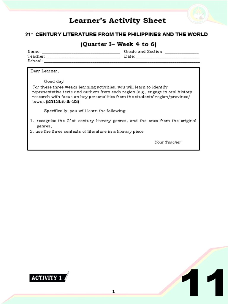 21ST LITERATURE Module 4-6 | PDF