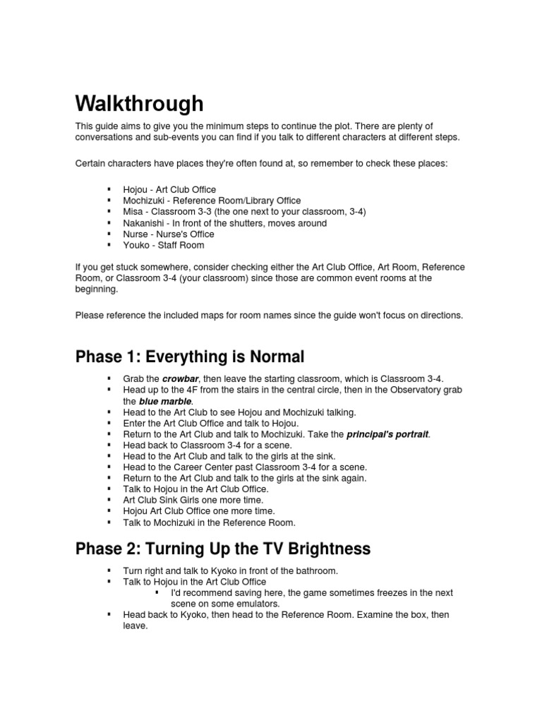 Classroom 3-4 Walkthrough Guide | PDF