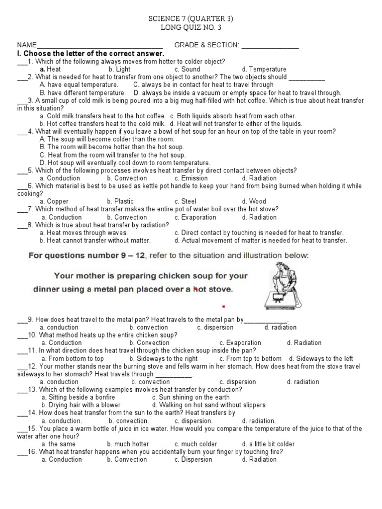 Long Quiz About Heat PDF Heat Transfer Heat