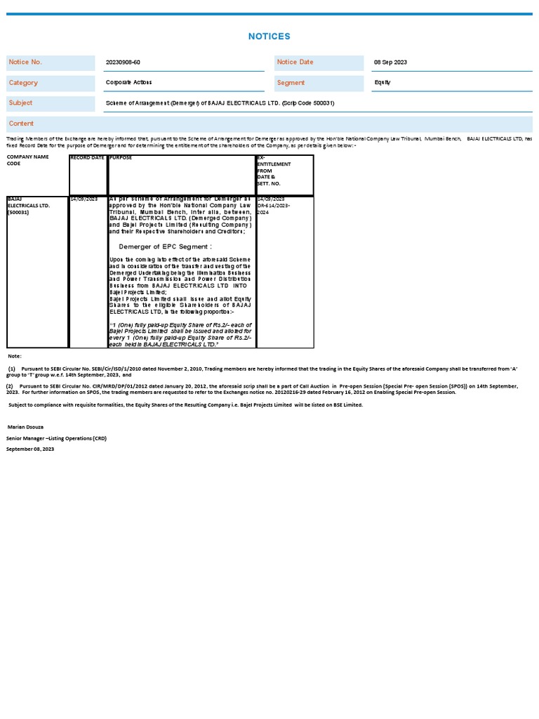 Scheme of demerger pdf