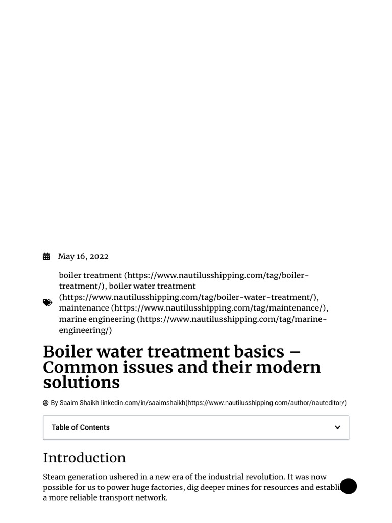 Boiler Water Treatment Basics Common Issues and Their Modern S PDF