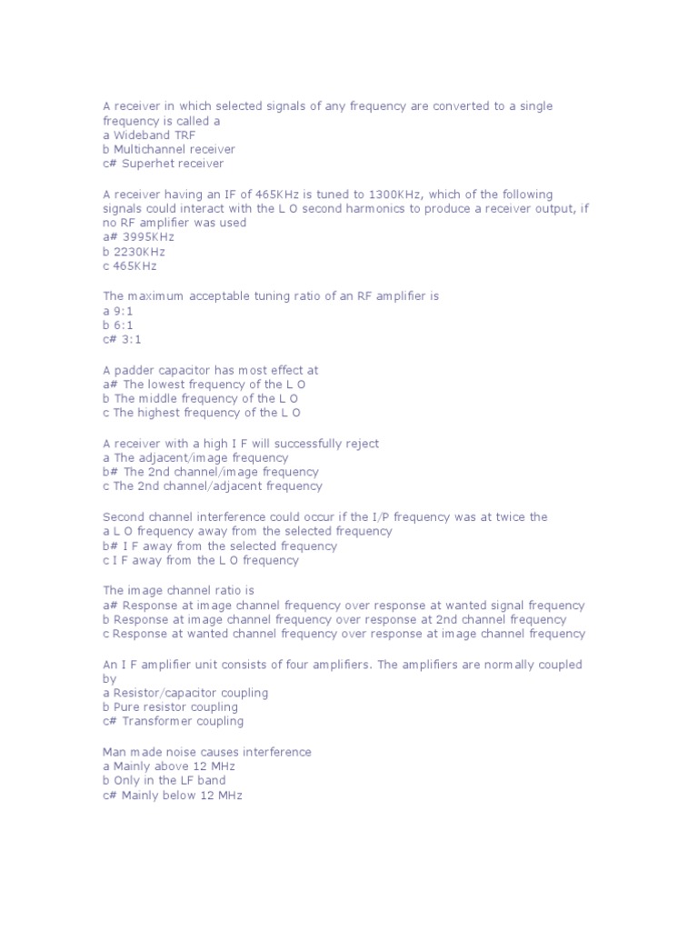 Radio and Radar Revision PDF Amplifier Radio