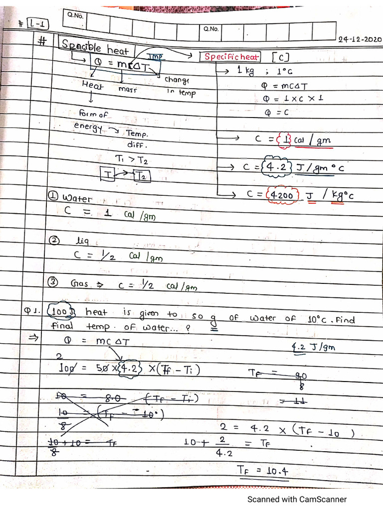 Calorimetry Class 11 PDF