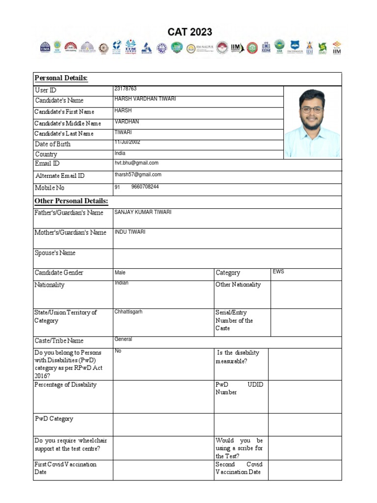 Personal Details:: User ID Candidate's Name | PDF