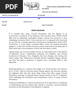 PRESS RELEASE
